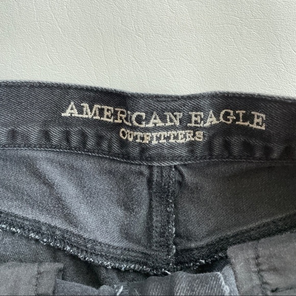 American Eagle Frayed Hem Distressed Mom Short Washed Black 4 - Picture 6 of 7